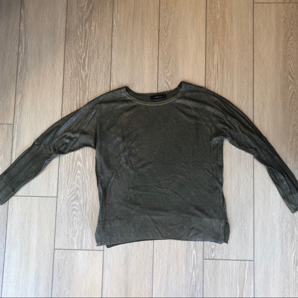 Zara silver gray metallic top